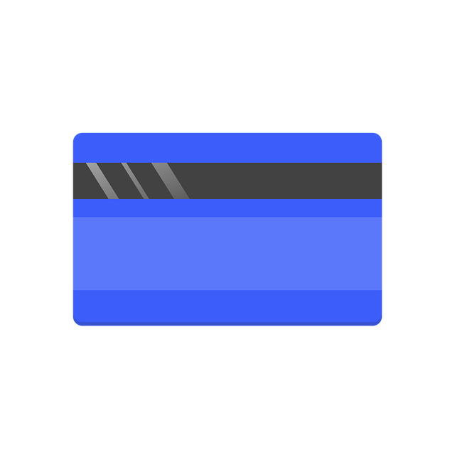 A blue card, like a credit, debit, or EBT card