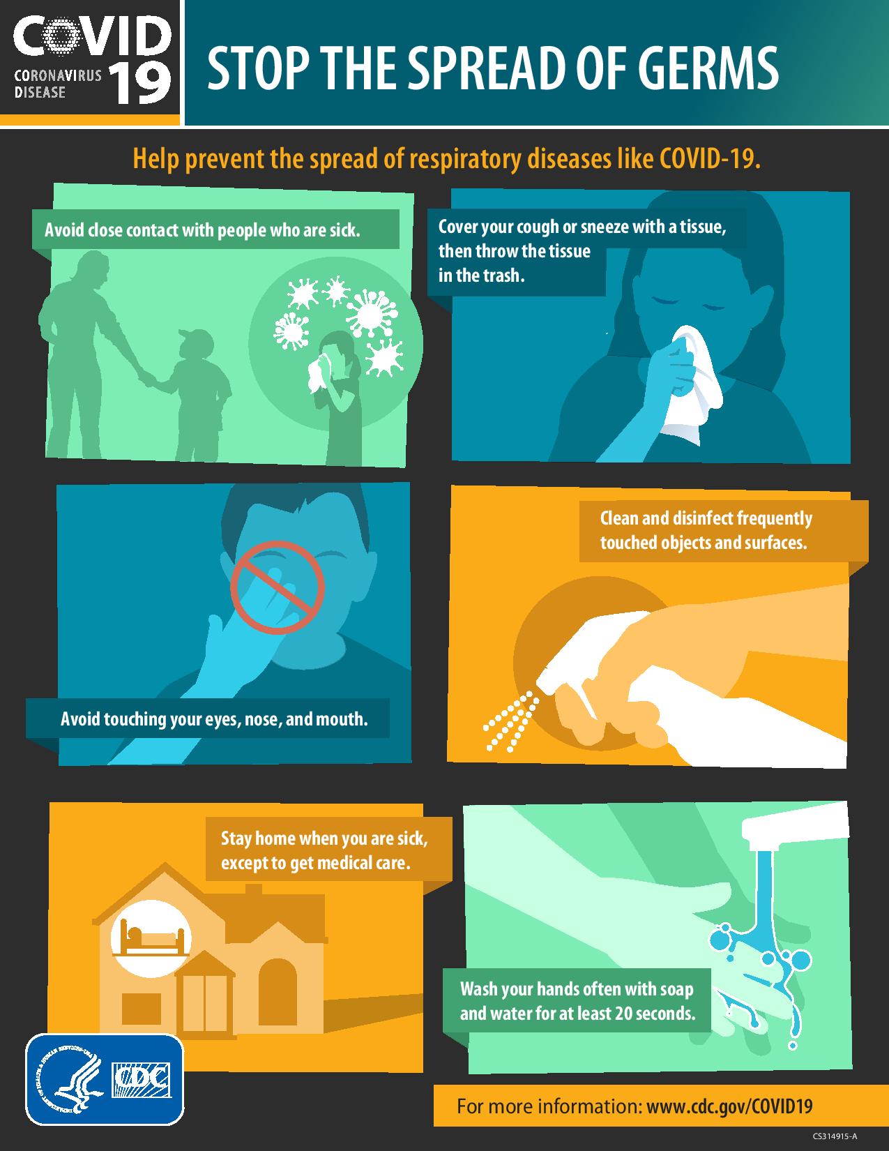 A poster in English from the CDC with tips for avoiding COVID-19
